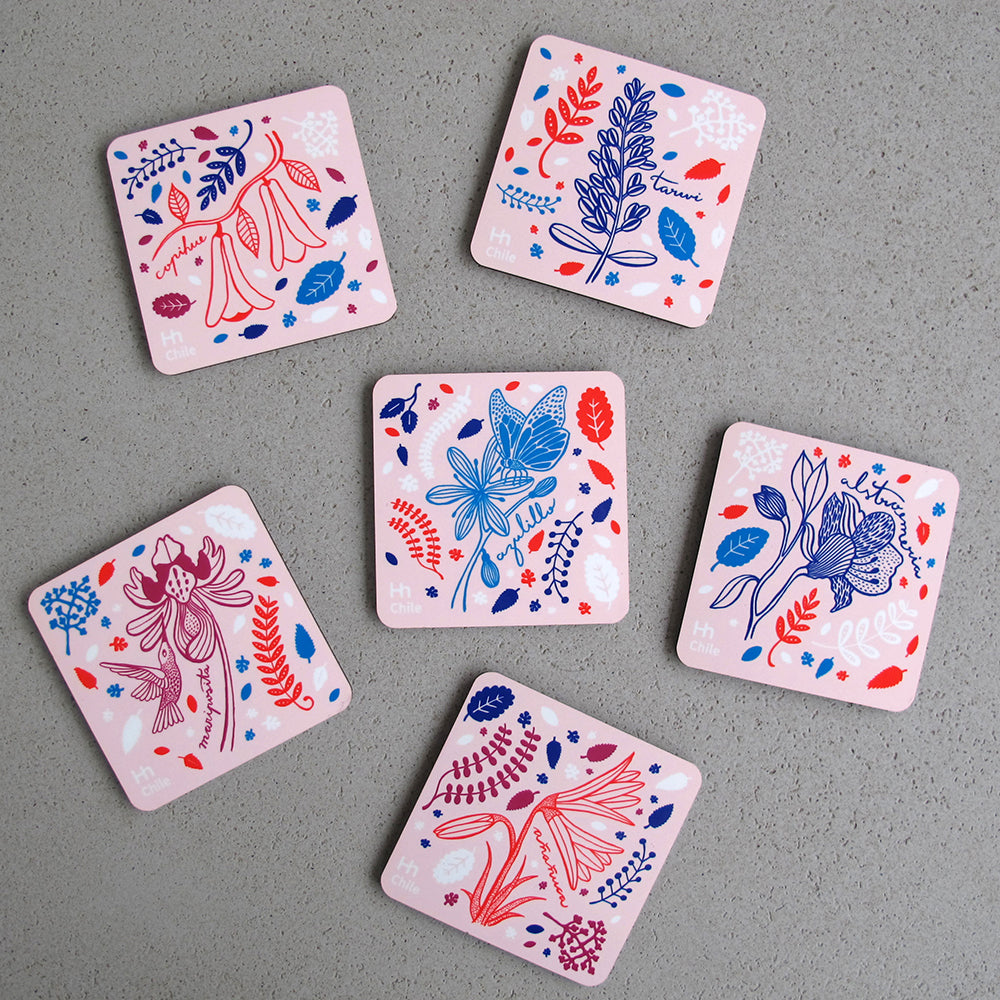 SET 6 POSAVASOS FLORA NATIVA